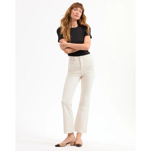 Veronica Beard Carson Ankle Flare High Rise Jean - Cream 28 - Picture 1 of 11